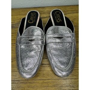 Circus by Sam Edelman Silver Metallic Loafers‎ Mules Women's Size 7.5M